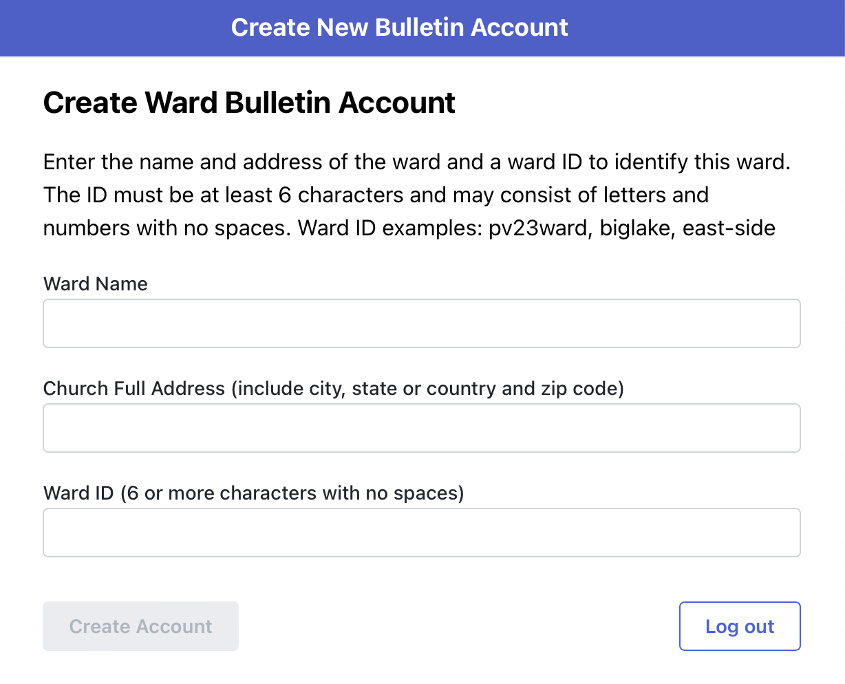 Create Bulletin Account