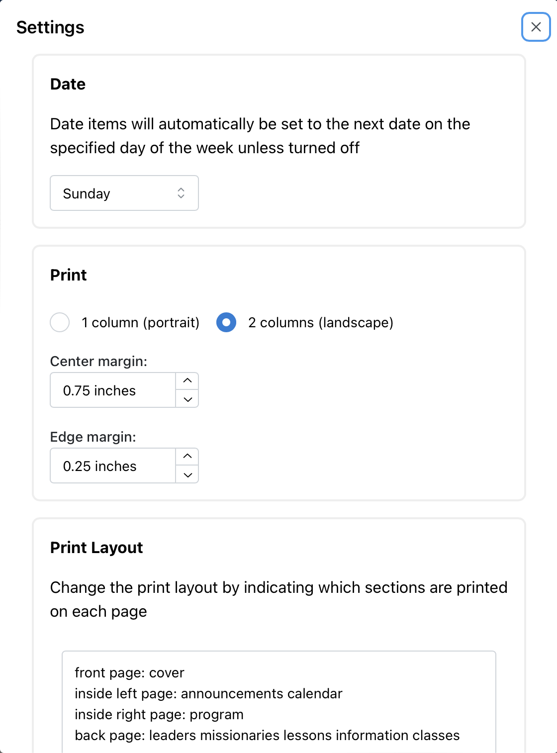 Bulletin Settings